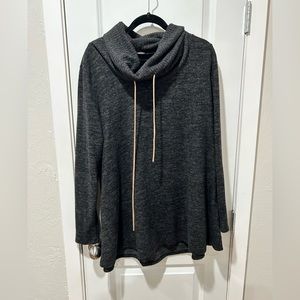 Bombom Dark Gray Tunic Sweater with Cowl Neck